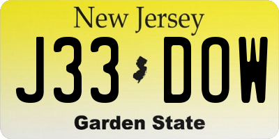 NJ license plate J33DOW