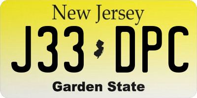 NJ license plate J33DPC