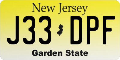 NJ license plate J33DPF