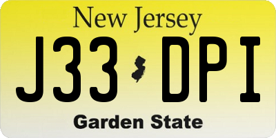 NJ license plate J33DPI