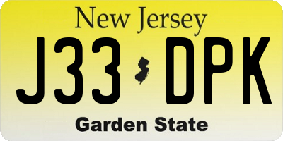 NJ license plate J33DPK