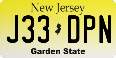 NJ license plate J33DPN