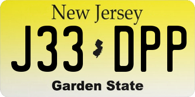 NJ license plate J33DPP