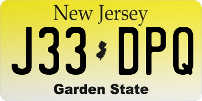 NJ license plate J33DPQ