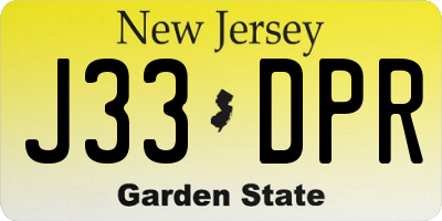 NJ license plate J33DPR