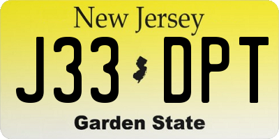 NJ license plate J33DPT