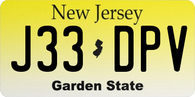 NJ license plate J33DPV
