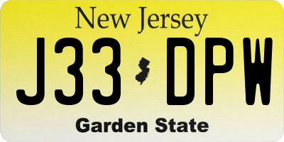 NJ license plate J33DPW