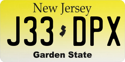 NJ license plate J33DPX