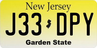 NJ license plate J33DPY