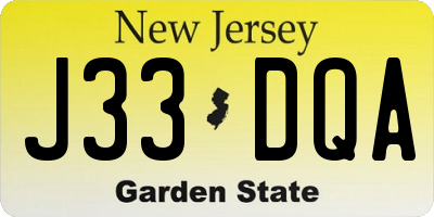 NJ license plate J33DQA