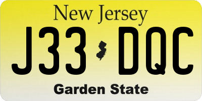 NJ license plate J33DQC