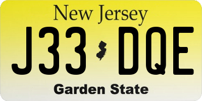 NJ license plate J33DQE