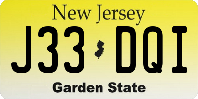 NJ license plate J33DQI