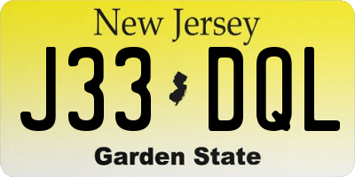 NJ license plate J33DQL