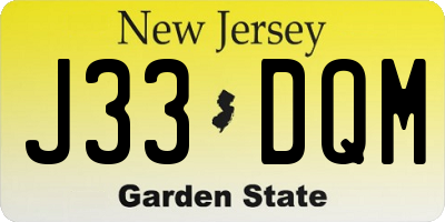 NJ license plate J33DQM