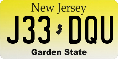 NJ license plate J33DQU