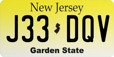 NJ license plate J33DQV