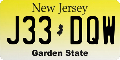 NJ license plate J33DQW