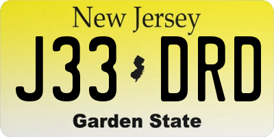 NJ license plate J33DRD