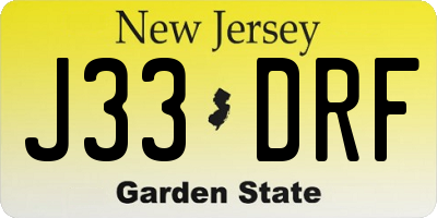 NJ license plate J33DRF