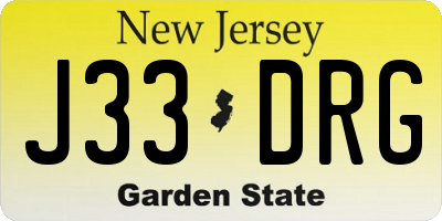 NJ license plate J33DRG