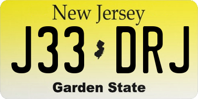 NJ license plate J33DRJ