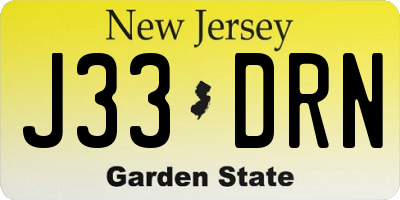 NJ license plate J33DRN