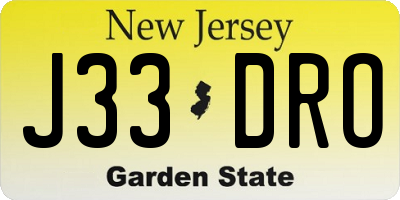 NJ license plate J33DRO