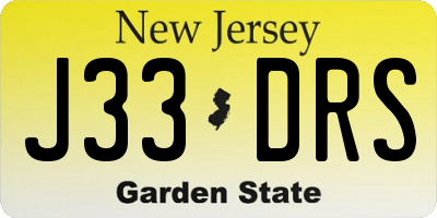 NJ license plate J33DRS