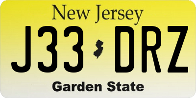 NJ license plate J33DRZ