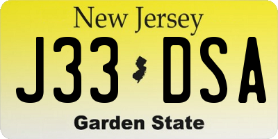 NJ license plate J33DSA