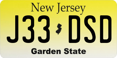 NJ license plate J33DSD
