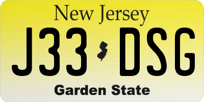 NJ license plate J33DSG