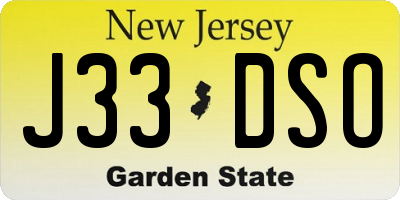 NJ license plate J33DSO