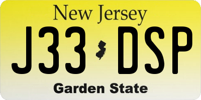 NJ license plate J33DSP