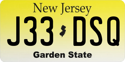 NJ license plate J33DSQ