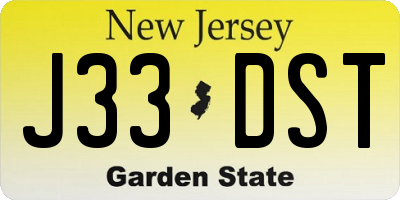 NJ license plate J33DST
