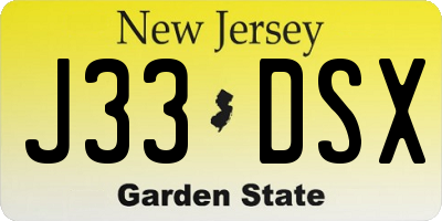 NJ license plate J33DSX