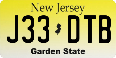NJ license plate J33DTB