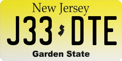 NJ license plate J33DTE
