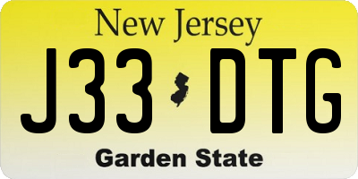 NJ license plate J33DTG