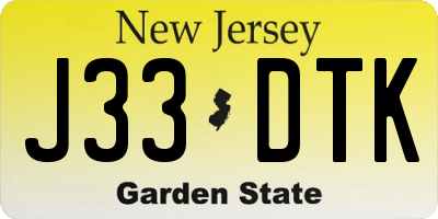 NJ license plate J33DTK
