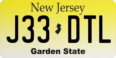 NJ license plate J33DTL