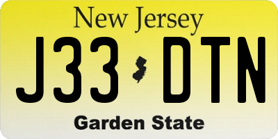 NJ license plate J33DTN