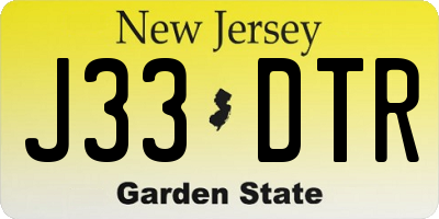 NJ license plate J33DTR