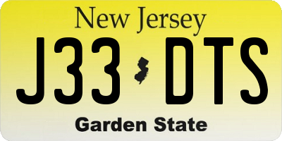 NJ license plate J33DTS