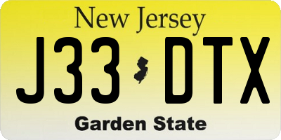 NJ license plate J33DTX