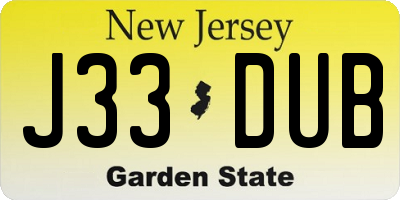 NJ license plate J33DUB