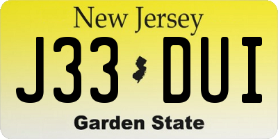 NJ license plate J33DUI